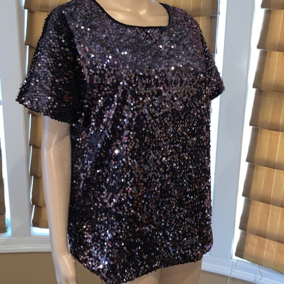 Jennifer Lopez Tops - Jennifer Lopez Purple Sequin Top Size XL